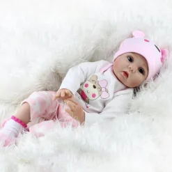NPKCOLLECTION 22 inch Reborn Doll Baby & Toddler Toy Baby Girl Reborn Baby Doll Newborn lifelike Lovely Parent-Child Interaction Hand Applied Eyelashes with Clothes and Accessories for Girls