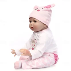 NPKCOLLECTION 22 inch Reborn Doll Baby & Toddler Toy Baby Girl Reborn Baby Doll Newborn lifelike Lovely Parent-Child Interaction Hand Applied Eyelashes with Clothes and Accessories for Girls