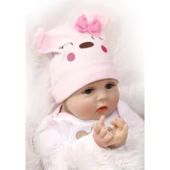 NPKCOLLECTION 22 inch Reborn Doll Baby & Toddler Toy Baby Girl Reborn Baby Doll Newborn lifelike Lovely Parent-Child Interaction Hand Applied Eyelashes with Clothes and Accessories for Girls
