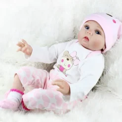 NPKCOLLECTION 22 inch Reborn Doll Baby & Toddler Toy Baby Girl Reborn Baby Doll Newborn lifelike Lovely Parent-Child Interaction Hand Applied Eyelashes with Clothes and Accessories for Girls