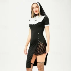 Nun Halloween Dress Headpiece Punk & Gothic Adults' Women's Carnival Party Easy Halloween Costumes Dress Up