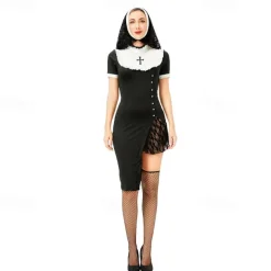 Nun Halloween Dress Headpiece Punk & Gothic Adults' Women's Carnival Party Easy Halloween Costumes Dress Up