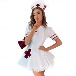 Nurse Halloween Dress Uniform Sexy Costume Adults' Women's Masquerade Performance Easy Halloween Costumes Dress Up