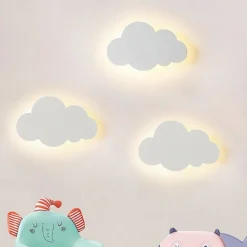 Nursery Wall Sconces for Baby Room White Cloud Night Light Cloud Shape LED Fixture Bedroom Lighting