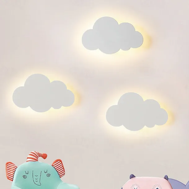 Nursery Wall Sconces for Baby Room White Cloud Night Light Cloud Shape LED Fixture Bedroom Lighting