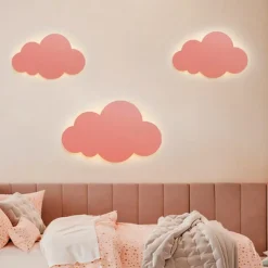 Nursery Wall Sconces for Baby Room White Cloud Night Light Cloud Shape LED Fixture Bedroom Lighting