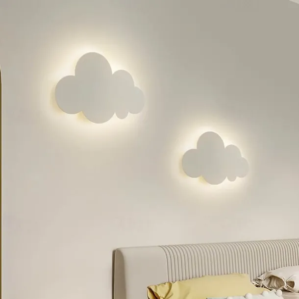 Nursery Wall Sconces for Baby Room White Cloud Night Light Cloud Shape LED Fixture Bedroom Lighting