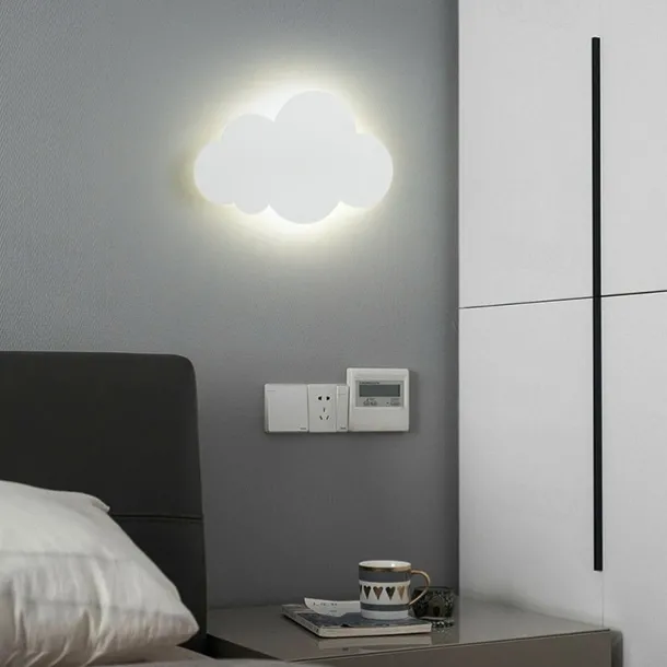 Nursery Wall Sconces for Baby Room White Cloud Night Light Cloud Shape LED Fixture Bedroom Lighting