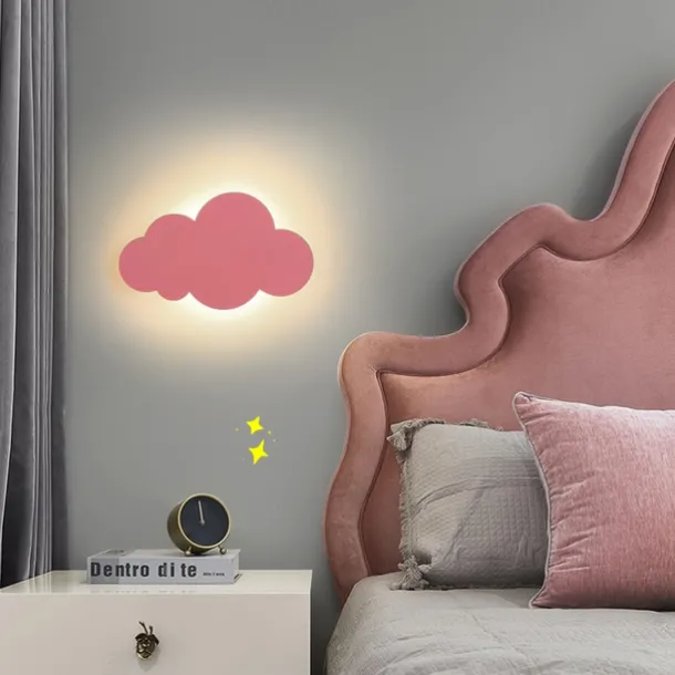 Nursery Wall Sconces for Baby Room White Cloud Night Light Cloud Shape LED Fixture Bedroom Lighting