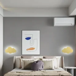 Nursery Wall Sconces for Baby Room White Cloud Night Light Cloud Shape LED Fixture Bedroom Lighting