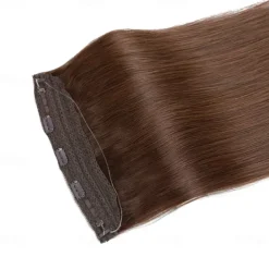 Nvisible Wire Hair Extensions Real Human Hair 20 Inch-50G 22Inch-80G 4# Brown Transparent Fish Line Clip-Ins Hair Piece Human Hair Extensions For Women