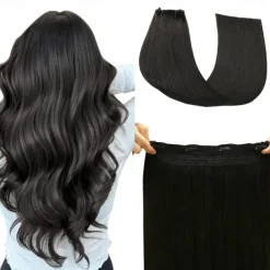 Nvisible Wire Hair Extensions Real Human Hair 20 Inch-50G 22Inch-80G 1B# Black Transparent Fish Line Clip-Ins Hair Piece Human Hair Extensions For Women