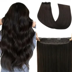 Nvisible Wire Hair Extensions Real Human Hair 20 Inch-50G 22Inch-80G 2# Dark Brown Transparent Fish Line Clip-Ins Hair Piece Human Hair Extensions For Women