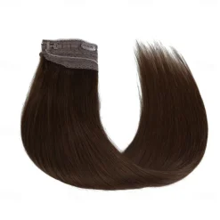 Nvisible Wire Hair Extensions Real Human Hair 20 Inch-50G 22Inch-80G 2# Dark Brown Transparent Fish Line Clip-Ins Hair Piece Human Hair Extensions For Women