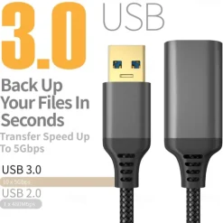 Nylon Braided USB 3.0 Male To Female High-speed Transmission Data Cable Computer Hard Drive Camera Printer Extension Cable