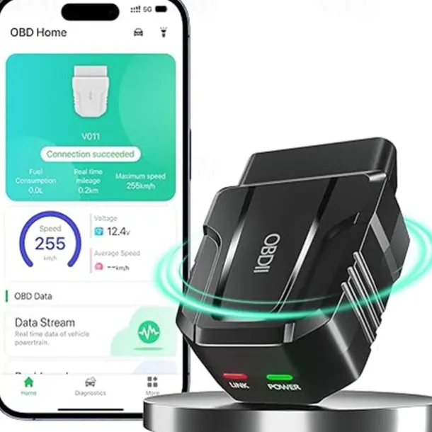 OBD2 Scanner Reader Bluetooth Wireless Auto Diagnostic Scan Tool for iOS & Android for Performance Test Bluetooth 5.4 Car Check Engine Car Code Reader Clear Error Code Live Data Reset Exclusive APP