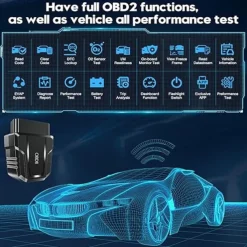 OBD2 Scanner Reader Bluetooth Wireless Auto Diagnostic Scan Tool for iOS & Android for Performance Test Bluetooth 5.4 Car Check Engine Car Code Reader Clear Error Code Live Data Reset Exclusive APP