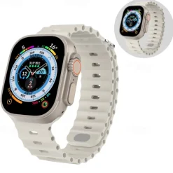 Ocean Band Compatible with Apple Watch band 38mm 40mm 41mm 42mm 44mm 45mm 49mm Waterproof Adjustable Women Men Silicone Strap Replacement Wristband for iwatch Series Ultra 8 7 6 5 4 3 2 1 SE