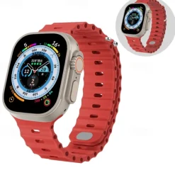 Ocean Band Compatible with Apple Watch band 38mm 40mm 41mm 42mm 44mm 45mm 49mm Waterproof Adjustable Women Men Silicone Strap Replacement Wristband for iwatch Series Ultra 8 7 6 5 4 3 2 1 SE