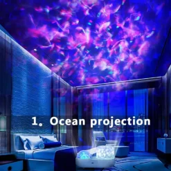 Ocean Light Projector Jellyfish Lamp for Bedroom 360 Degree Rotating Night Lights Projector 6 Colors Double-Layer Stereo Projection Effect Galaxy Projection Night Light Kids Toys Birthday