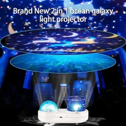 Ocean Light Projector Jellyfish Lamp for Bedroom 360 Degree Rotating Night Lights Projector 6 Colors Double-Layer Stereo Projection Effect Galaxy Projection Night Light Kids Toys Birthday