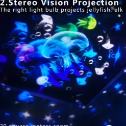 Ocean Light Projector Jellyfish Lamp for Bedroom 360 Degree Rotating Night Lights Projector 6 Colors Double-Layer Stereo Projection Effect Galaxy Projection Night Light Kids Toys Birthday