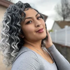 Ocean Wave Crochet Hair - 9 Inch 8 Packs Ombre Gray Crochet Braids Deep Twist Synthetic Braiding Hair Extensions