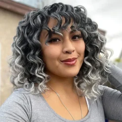 Ocean Wave Crochet Hair - 9 Inch 8 Packs Ombre Gray Crochet Braids Deep Twist Synthetic Braiding Hair Extensions