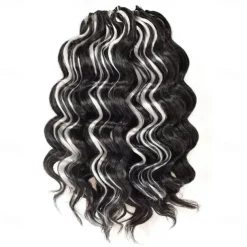 Ocean Wave Crochet Hair - 9 Inch 8 Packs Ombre Gray Crochet Braids Deep Twist Synthetic Braiding Hair Extensions