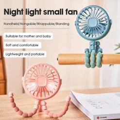 Octopus Fan Easy to Carry Multi-Functional Folding Office Desktop Outdoor Camping Stroller Handheld Fan Baby Stroller Fan Hand Held Bicycle Portable FanVentilator Silent Outdoor Cooler Neck Fan
