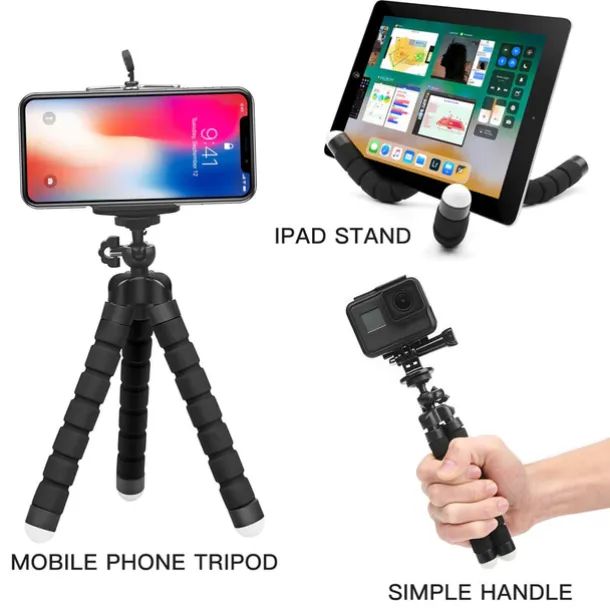 Octopus Leg Style Tripod Flexible Portable Adjustable Slip Resistant Phone Holder Mini Support with Clip for Desk Selfies Vlogging Live Streaming Compatible with Cellphone Smartphone Accessory