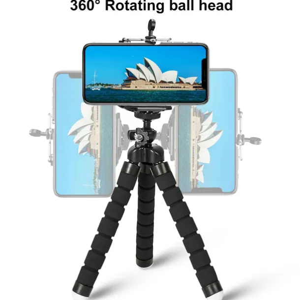 Octopus Leg Style Tripod Flexible Portable Adjustable Slip Resistant Phone Holder Mini Support with Clip for Desk Selfies Vlogging Live Streaming Compatible with Cellphone Smartphone Accessory