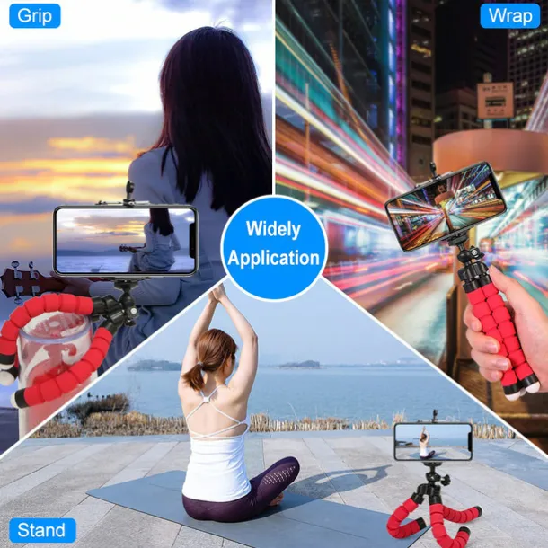 Octopus Leg Style Tripod Flexible Portable Adjustable Slip Resistant Phone Holder Mini Support with Clip for Desk Selfies Vlogging Live Streaming Compatible with Cellphone Smartphone Accessory