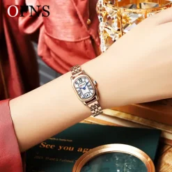 OFNS Brand Women Quartz Watch Fashion Casual Wristwatch Waterproof World Time Decoration Stainless Steel Watch