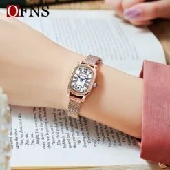 OFNS Brand Women Quartz Watch Fashion Casual Wristwatch Waterproof World Time Decoration Stainless Steel Watch