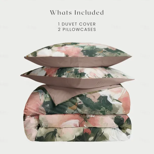 Oil Painting Floral Pattern Duvet Cover Set Set Soft 3-Piece Luxury Cotton Bedding Set Home Decor Gift Twin Full King Queen Size Duvet Cover