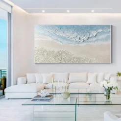 Oil painting handmade 3D Ocean Wave Oil Painting handmade pattle knife 3d Beach Painting Handpainted Landscape wave Painting Seascape wave oil painting for living room bedroom Home Decortion best Gift