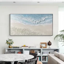 Oil painting handmade 3D Ocean Wave Oil Painting handmade pattle knife 3d Beach Painting Handpainted Landscape wave Painting Seascape wave oil painting for living room bedroom Home Decortion best Gift