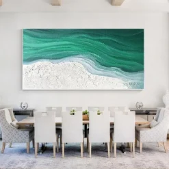 Oil painting handmade 3D Ocean Wave Oil Painting handmade pattle knife 3d Beach Painting Handpainted Landscape wave Painting Seascape wave oil painting for living room bedroom Home Decortion best Gift
