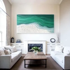 Oil painting handmade 3D Ocean Wave Oil Painting handmade pattle knife 3d Beach Painting Handpainted Landscape wave Painting Seascape wave oil painting for living room bedroom Home Decortion best Gift