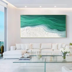 Oil painting handmade 3D Ocean Wave Oil Painting handmade pattle knife 3d Beach Painting Handpainted Landscape wave Painting Seascape wave oil painting for living room bedroom Home Decortion best Gift