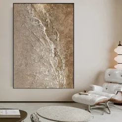Oil painting Wabi Sabi Painting hand painted Large Beige Art Brown 3D Minimalist Painting on Canvas Brown 3D Texture Wall Art Neutral Beige Arch Plaster Painting