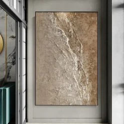 Oil painting Wabi Sabi Painting hand painted Large Beige Art Brown 3D Minimalist Painting on Canvas Brown 3D Texture Wall Art Neutral Beige Arch Plaster Painting