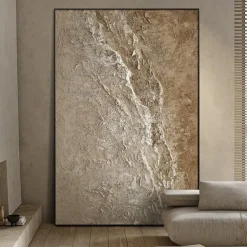 Oil painting Wabi Sabi Painting hand painted Large Beige Art Brown 3D Minimalist Painting on Canvas Brown 3D Texture Wall Art Neutral Beige Arch Plaster Painting