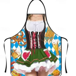 Oktoberfest Apron Dirndl Lederhosen Oktoberfest / Beer Bavarian Bavarian Couple Bavarian Munich Wiesn Wiesn Women's Traditional Style Cloth Apron