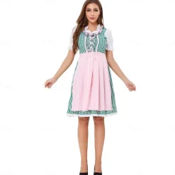 Oktoberfest Apron Trachtenkleider Oktoberfest / Beer Bavarian Bavarian German Wiesn Women's Traditional Style Cloth Blouse Dress Apron