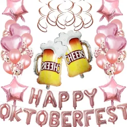 Oktoberfest Balloon 16 Inch Golden Aluminum Film Balloon Large Wine Glass Venue Decoration