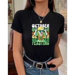 Oktoberfest Bavarian Beer T-shirt Print Street Style T-shirt For Men's Women's Unisex Adults' Hot Stamping 100% Cotton Casual Daily