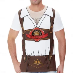 Oktoberfest Beer Bavarian T-shirt Lederhosen 3D Graphic For Men's Adults' Carnival Oktoberfest Beer 3D Print Party Casual Daily
