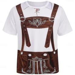 Oktoberfest Beer Bavarian T-shirt Lederhosen 3D Graphic For Men's Adults' Carnival Oktoberfest Beer 3D Print Party Casual Daily